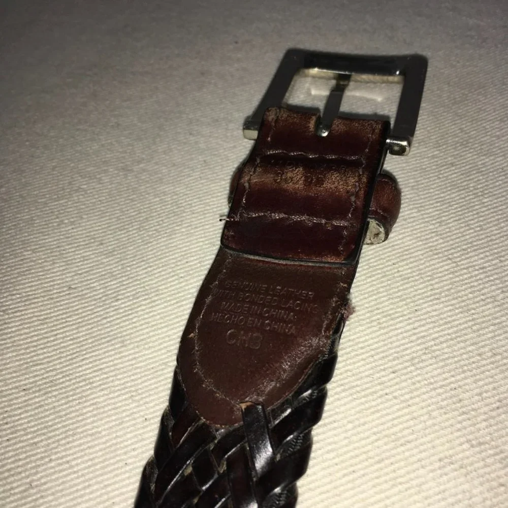 Men's Comfort stretch Braided Leather Bonded Lacing Belt Size 38/95